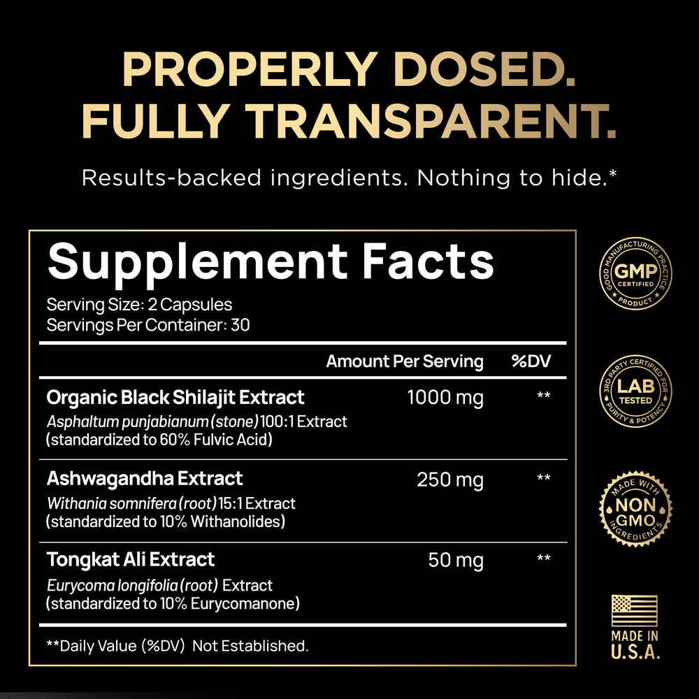 103,800mg Black Shilajit for Men 100x Strength with Ashwagandha & Tongkat Ali 10% Extract