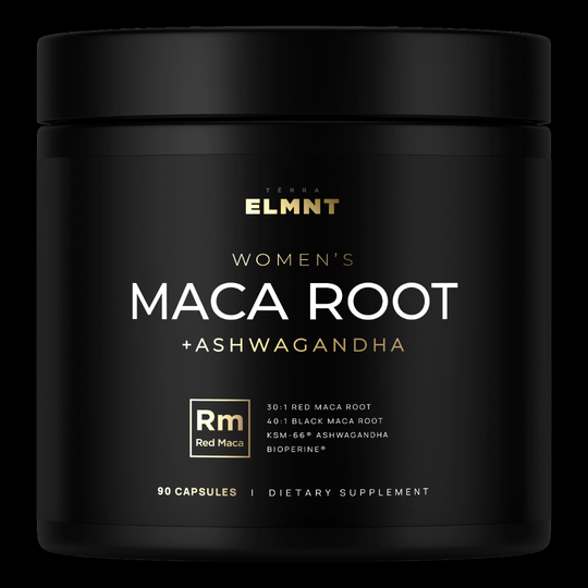 Women's Red Maca Root w. 30:1 Organic Red Maca, 40:1 Black Maca, KSM-66® Ashwagandha & BioPerine®