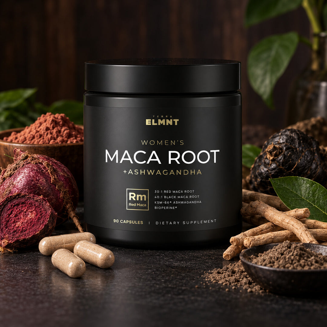 TERRA ELMNT Women's Maca Root with red maca, maca root and capsules