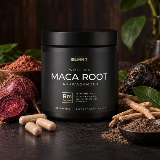 TERRA ELMNT Women's Maca Root with red maca, maca root and capsules